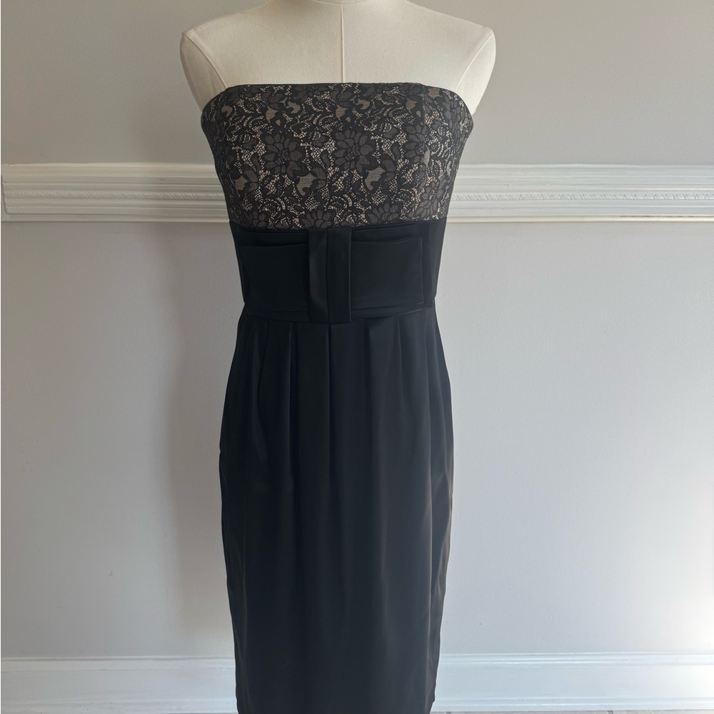 White House Black Market Strapless Black Lace Dress